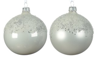 ΧΡ.ΜΠΑΛΑ WINTER Φ8CM - ΛΕΥΚΟ GLITTER